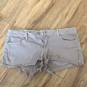 Paige frayed tan denim shorts